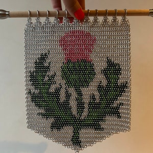 Chainmaille Scottish thistle wall hanger wall art tapestry