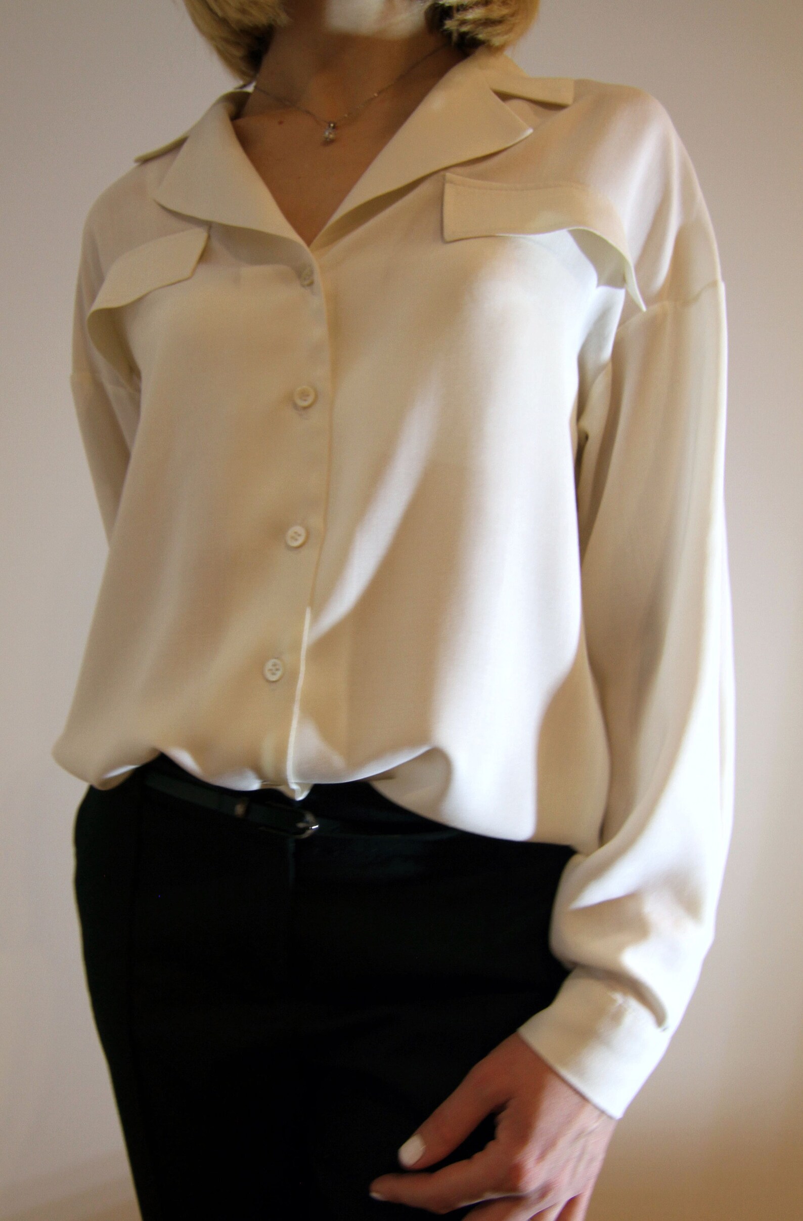 Womens ivory shirt Ivory blouse Cream blouse Silk blouse Etsy