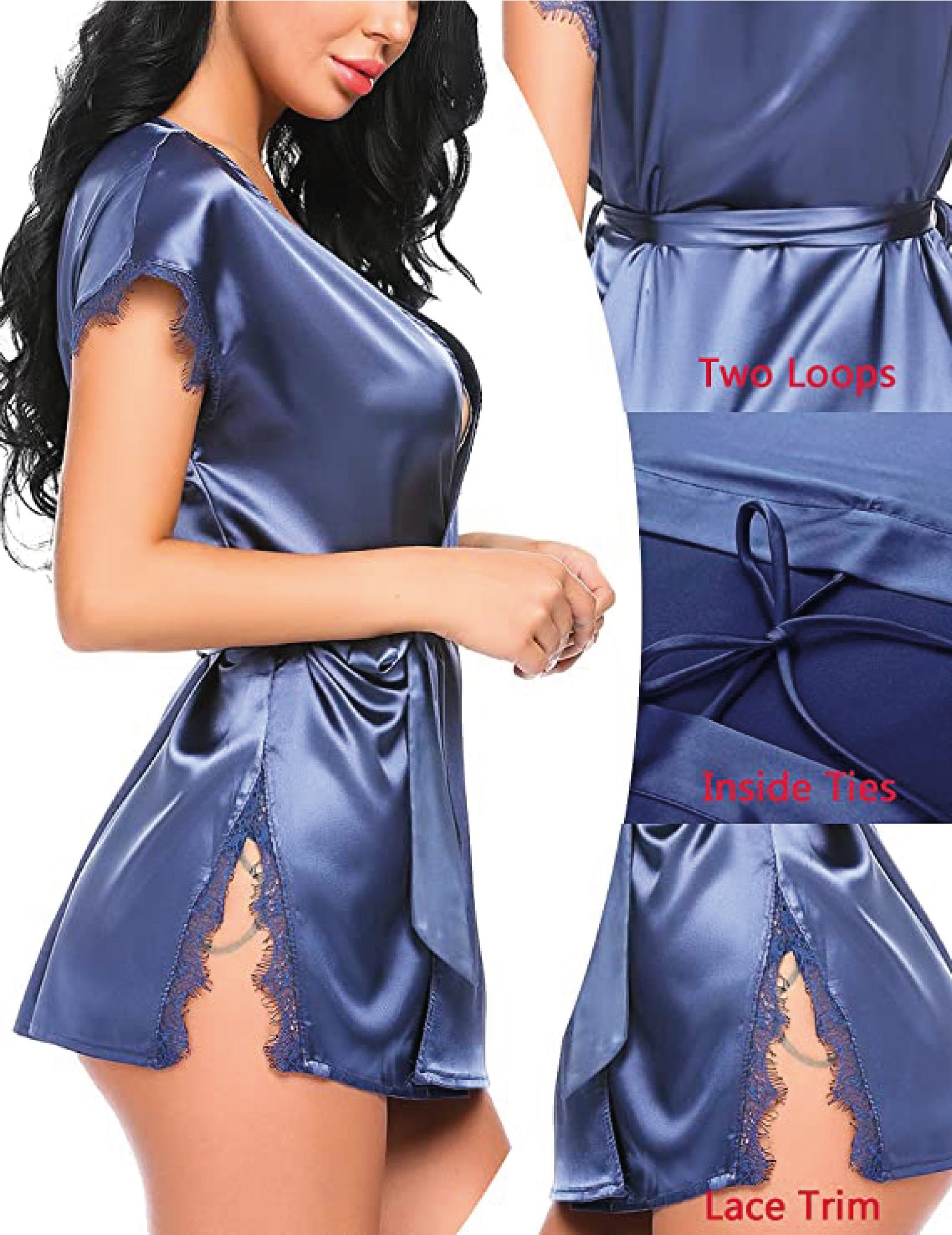 Satin Robe Set Bridal Wedding Blue Thong GString Robe Women Etsy