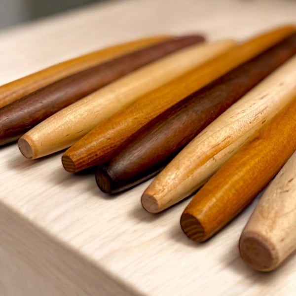 Asheville Made French Artisan Rolling Pin 8"-20" - Walnut, Maple & Cherry- Food Safe Finish, Non-Toxic Baking, Pasta and Ravioli Making