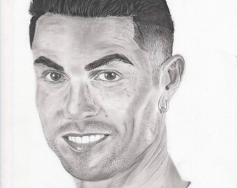 Cristiano Ronaldo Drawings Sketch With Pencil, Shadow, Portrait, CR7 Logo &  Jersey