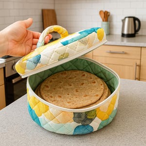 Handgewebter Tortilla Stövchen: Wiederverwendbare Brothülle mit Reißverschluss