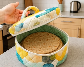 Handowen Round Cotton Box Tortilla and Breads Covering Cloth For Warmer cover / Roti Rumals Cover/ Reusable Fabric Tortilla Warmer/naan cove