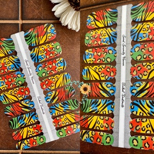 Tribal Instincts Nail Polish Wraps; Glitter Nail Strips; Multi-Color Nail Wraps
