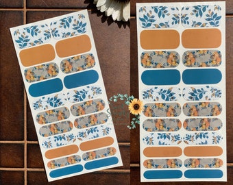 Falling Leaves and Pumpkins Please Nail Polish Wraps; Fall Nail Strips; Glossy Autumn Design; Flower Nail Art; Floral Design
