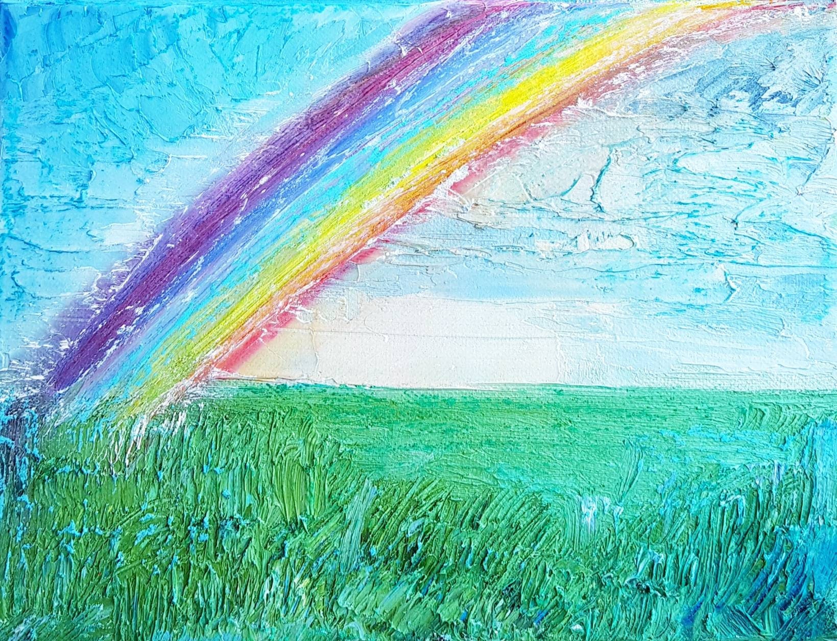 Rainbow Landscape Original Oil Painting on Canvas Artwork Wall Etsy