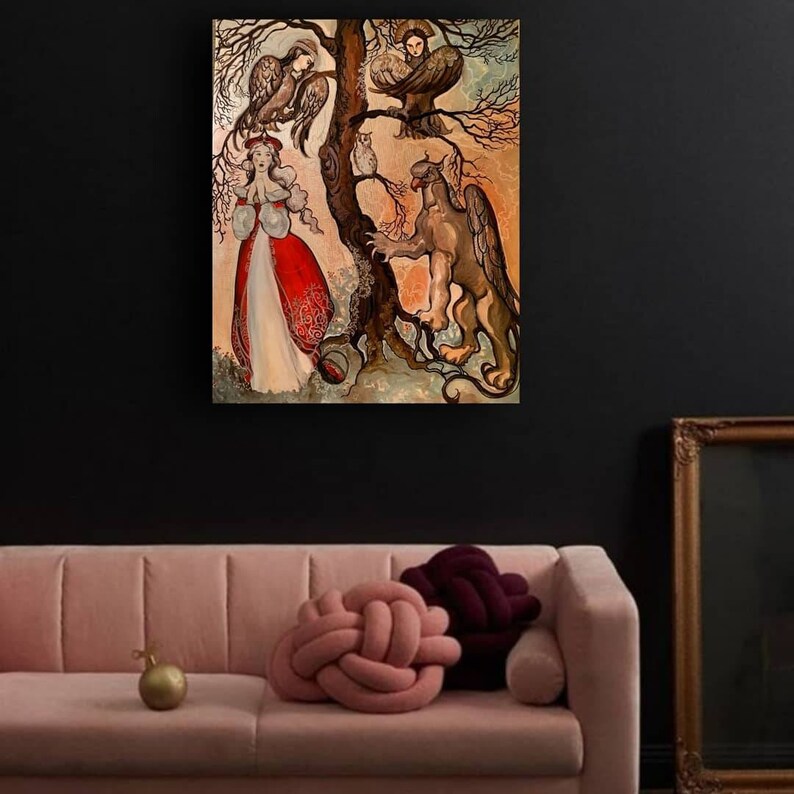 Girl in the Forest Painting on canvas fantasy illustration Acrylic Painting Original Painting
