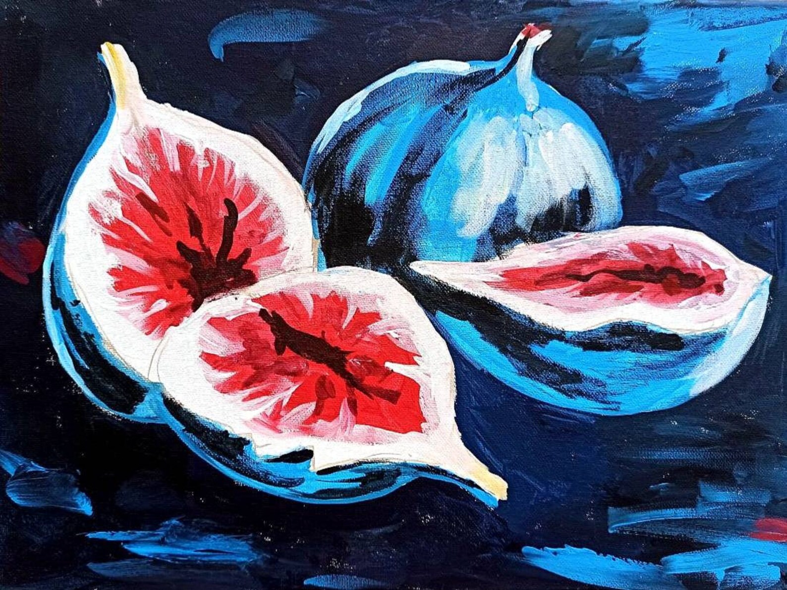 Figs Original Acrylic Painting on Canvas Fig Fruit Wall Art Etsy