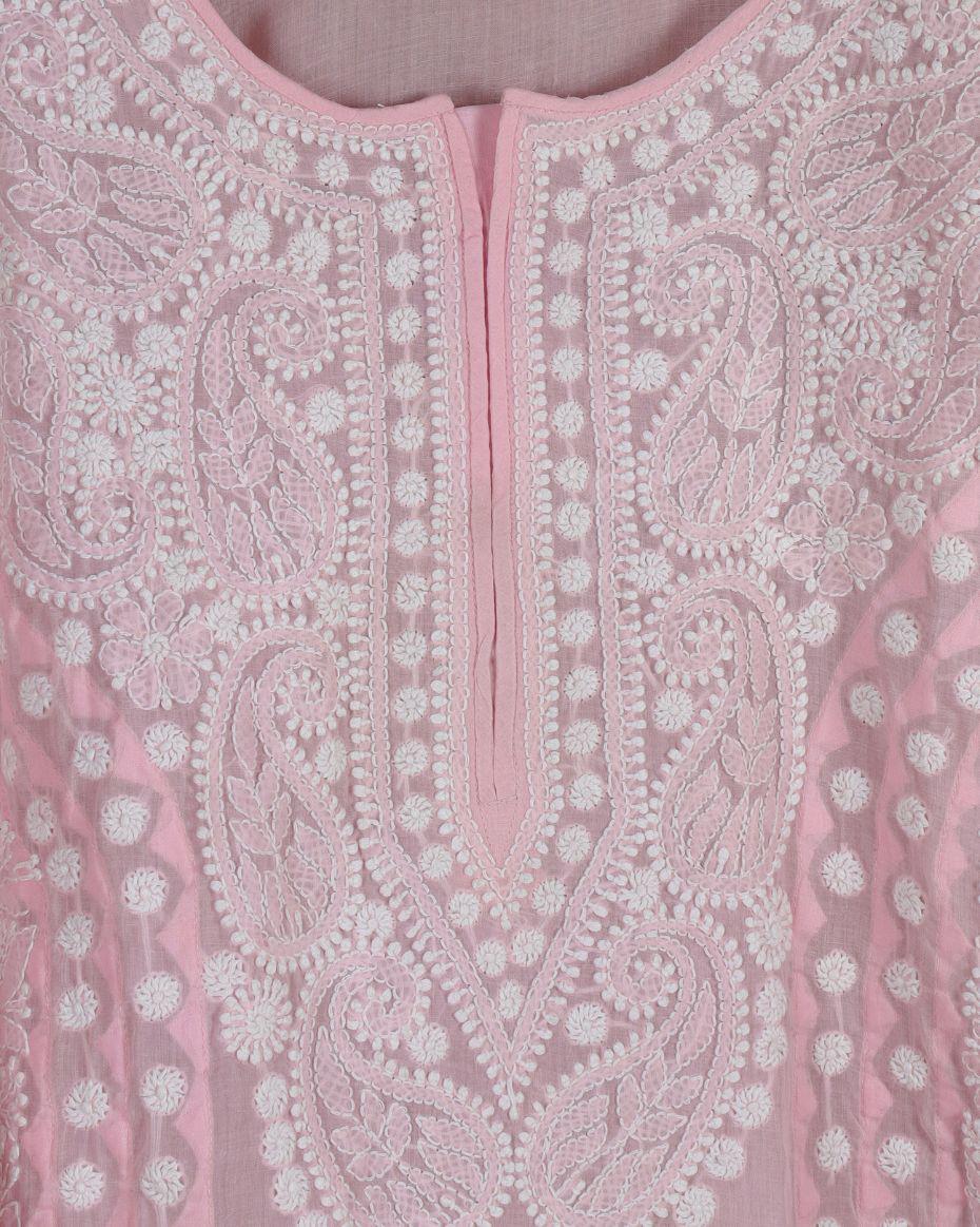 Pink Kurta Lucknowi-Jacquard Chudidar main image 1