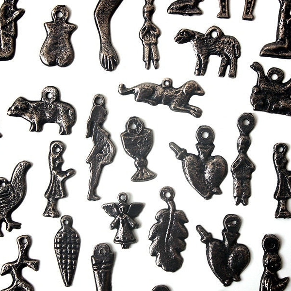 Authentic Mexican milagros, ex voto, milagritos charms, hearts, animals, children... Amulets, travel altar, wicca, witch