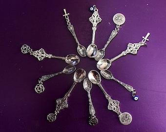 Mini altar spoon of ritual choice for salt, plants, incense, magic powders - travel altar - personalized