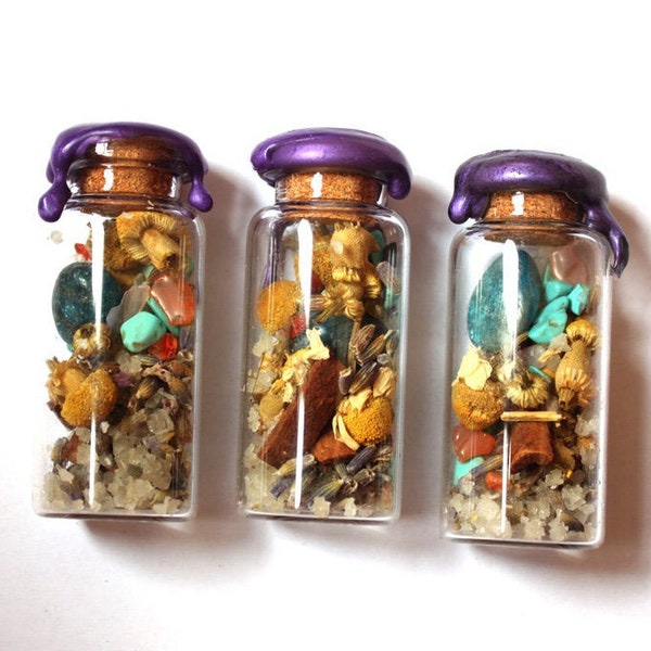 Creativity - witch's pot - spell jar - amulet - talisman - altar or house protection - witch - salt and crystal plants - vial