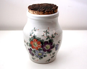 Pote de cerâmica pintada, vintage 1970, saleiro, incenso ou ervas, altar, bruxa, armário de curiosidades, wicca, pagão, porcelana