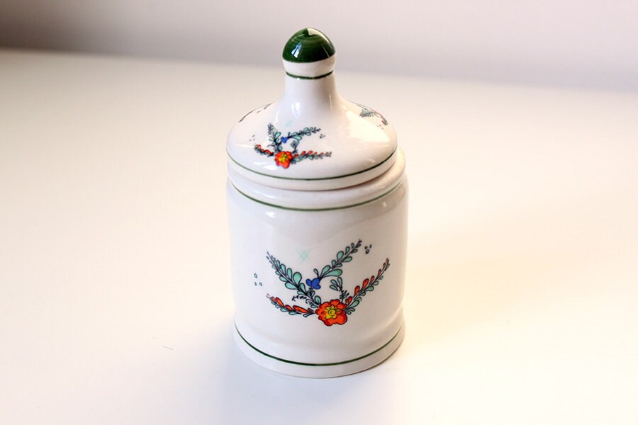Boîte à Encens en Porcelaine 1 - Artisanat Vintage Français 1970 Pot de Pharmacien Autel Sorcière So