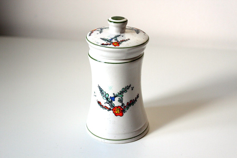Boîte à Encens en Porcelaine 4 - Artisanat Vintage Français 1970 Pot de Pharmacien Autel Sorcière So