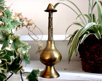 Incensário de cobre pequeno - artesanato indiano vintage 1990 - altar - bruxa - feitiço - armário de curiosidades - porta-incenso steampunk - wicca