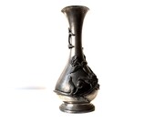 Art nouveau ritual vase in tinplate - French vintage crafts 1940 - ewers - altar - witch - candle holder - ewer - spell - flowers