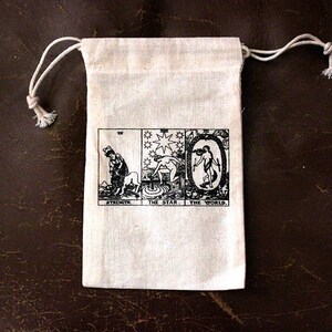 Bag of Tarot cards, pendulum or crystals Tarot de Marseille, world star force divination deck bag witch altar image 3