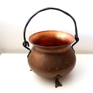 Großer Kessel 191 – Kupfer und Schmiedeeisen – Vintage Französisch 1960 – Antiquitäten – Kuriositätenkabinett – Altar – Hexe – Topf – Wicca
