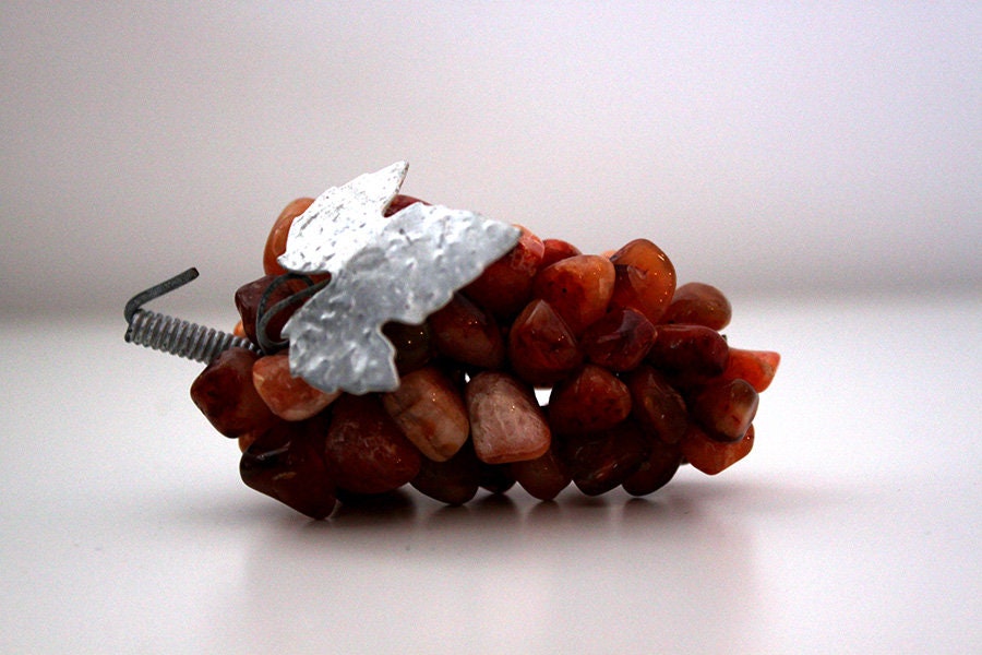 Grappe de Raisin en Cornaline et Plaqué Argent - Cristaux Décoration d'autel Reiki Chakra Sacré Vita