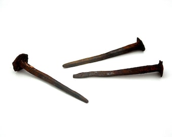 Tres clavos de ataúd del siglo XIX para rituales: vudú, hoodoo, santería, wicca, magia blanca o negra; clavos de ataúd de brujas de cementerio