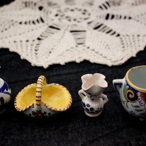 Vintage travel altar 1960s 5 mini items cauldron ewer herb basket incense holder altar cloth ceramic witch box