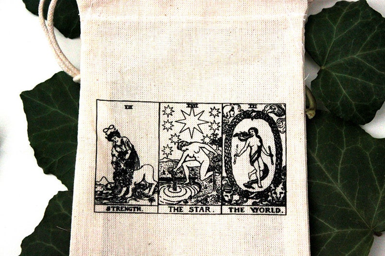 Sachet à cartes de Tarot, à pendule ou à cristaux Tarot de Marseille, force étoile monde divination sac deck sorcière autel image 5