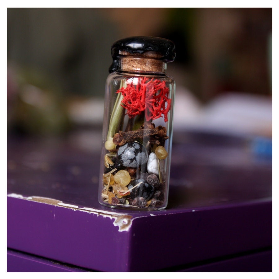 Va-T'en Loin - Pot de Sorcière Spell Jar Amulette Talisman Protection Autel ou Maison Plantes Sel et