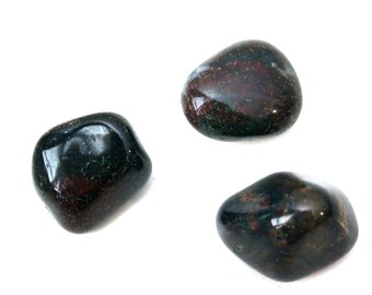 Bloodstone - tumbled stone - motivation, emotional stability, courage, choice - root chakras heart plexus - reiki altar - protection