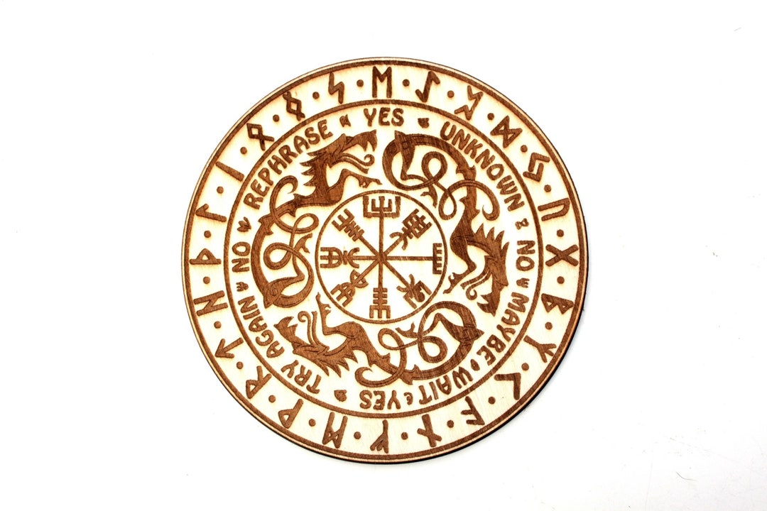 11 Cm Divination Board for Pyrographed Wooden Pendulum Runes Dragons ...