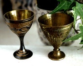 Lot two mini antique copper chalices - travel altar cup - antique - vintage French 1960s - rituals - beginner witch
