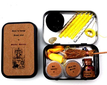 Success Travel Altar, 13 Items, Mini Witch Kit, Witch Box in Small Box - Voodoo Hoodoo Santeria and Wicca Ritual for Beginners