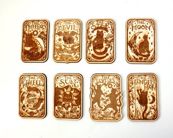 Wooden magnet - Tarot de Marseille art nouveau magnet revisited cat of your choice - divination - witch - altar - clairvoyance - decoration - wicca