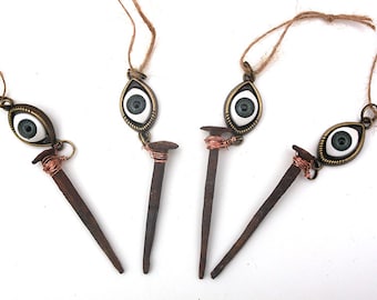 19th-century coffin nail front door amulet - protection against enemies and the evil eye - voodoo wicca witch