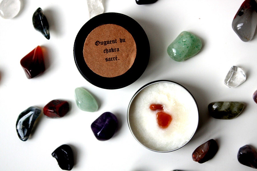 Onguent Du Chakra Sacré - Baume Magique, Salve Infusé à La Cornaline Bio, Karité, Soja, Huiles Essen