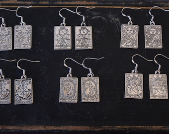 Positively charged Tarot earrings - The World, The Lover, The Moon, The Wheel of Fortune, The Sun, the Star - witch