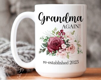 Grandma Again Mug, Grandma Pregnancy Announcement Mug, 2nd Pregnancy Baby Reveal Third Pregnancy Announce, Grandparent Gifts for Mothers Day