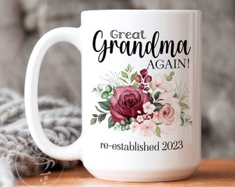 Great Grandma Again Mug, Grandma Pregnancy Announcement Mug, 2nd Pregnancy Baby Reveal Third Pregnancy Announce, Grandparent Mothers Day