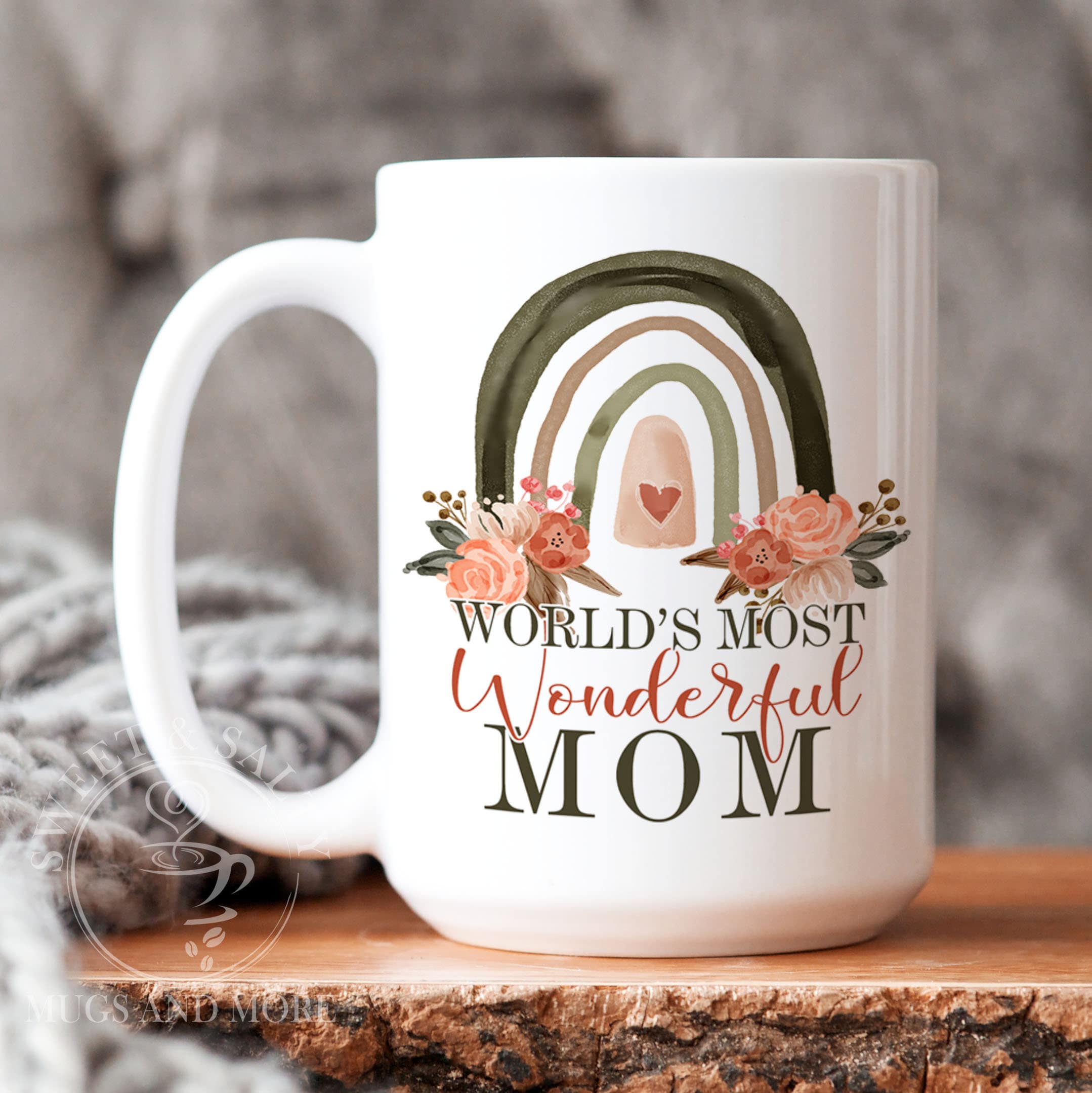 Cute Mom Coffee Mug, World's Most Wonderful Mom Rainbow Mug, Greatest Mom  Birthday Gift From Kids to Worlds Best Mom Cup Mother's Day 