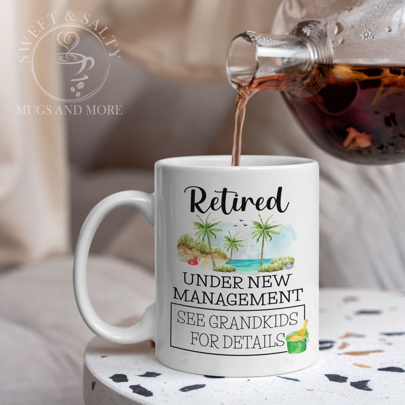 Retirement Gift for Grandparents, Retired Mug, Under New Management, See Grandkids for Details, Funny Retired 2024 Grandpa Full-time Grandma image 4