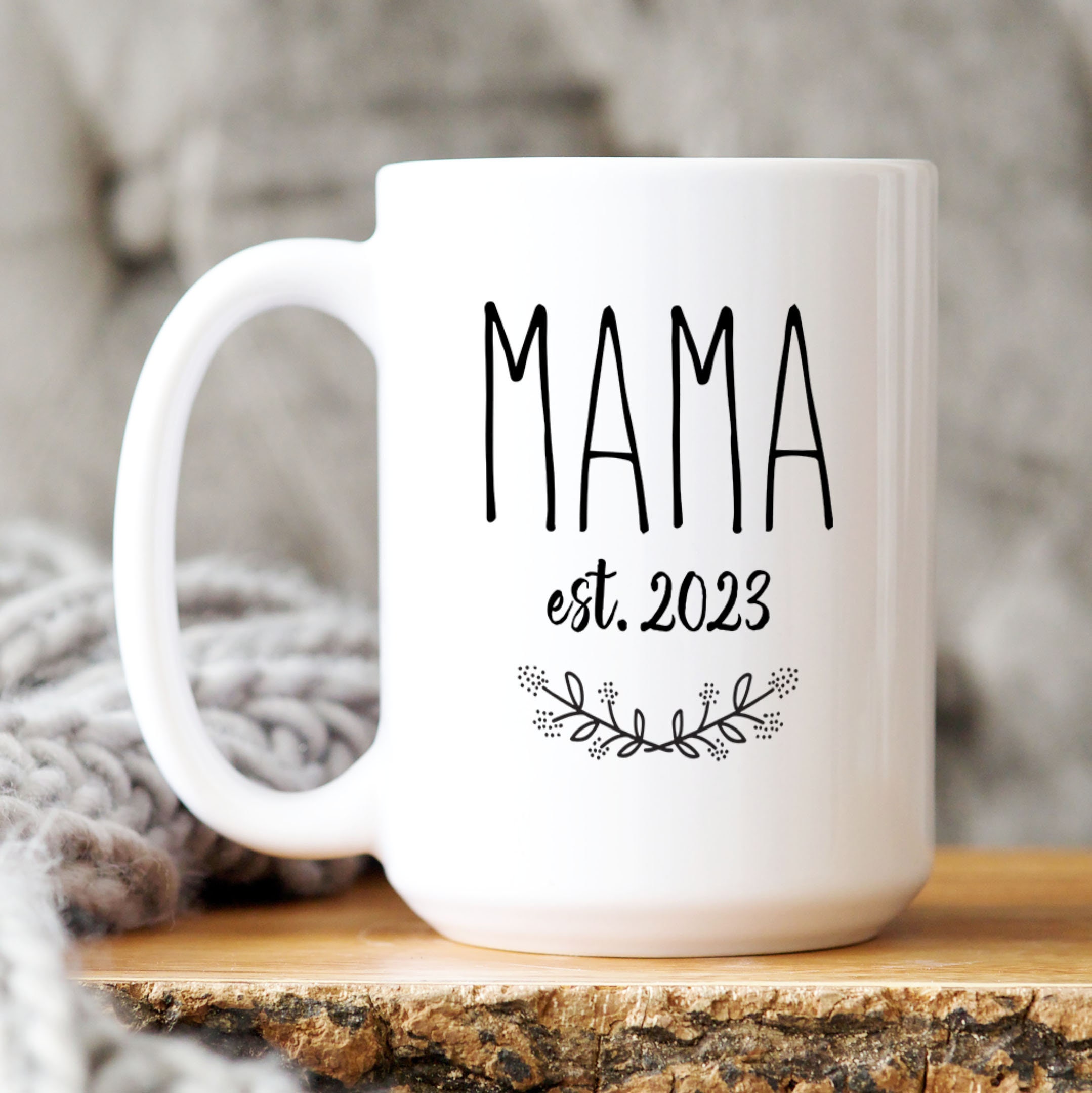 Modwnfy Mom and Dad Mugs, Mom Dad Est 2023 White Ceramic Cup Mugs Set, 11  fl oz Coffee Mugs 