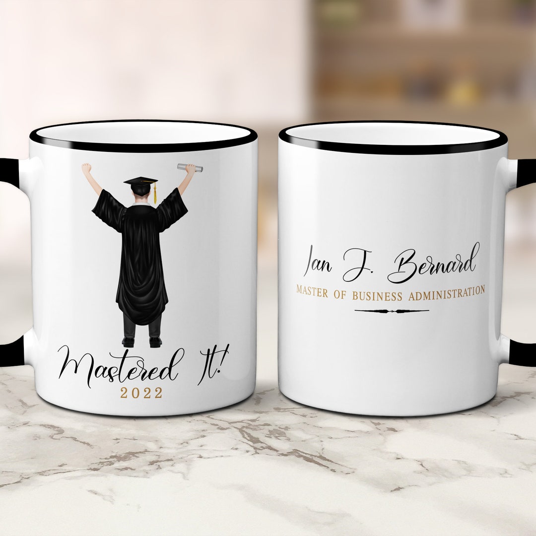 Custom Master's Degree Graduation Mug for Him With Name, Mastered It ...