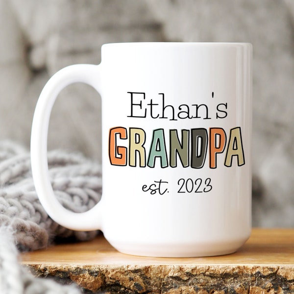 Customizable Grandpa Mug Gift For Grandpa Birthday Custom Grandfather Cup, Cute Fathers Day Gift For New Grandpa From Granddaughter Grandson