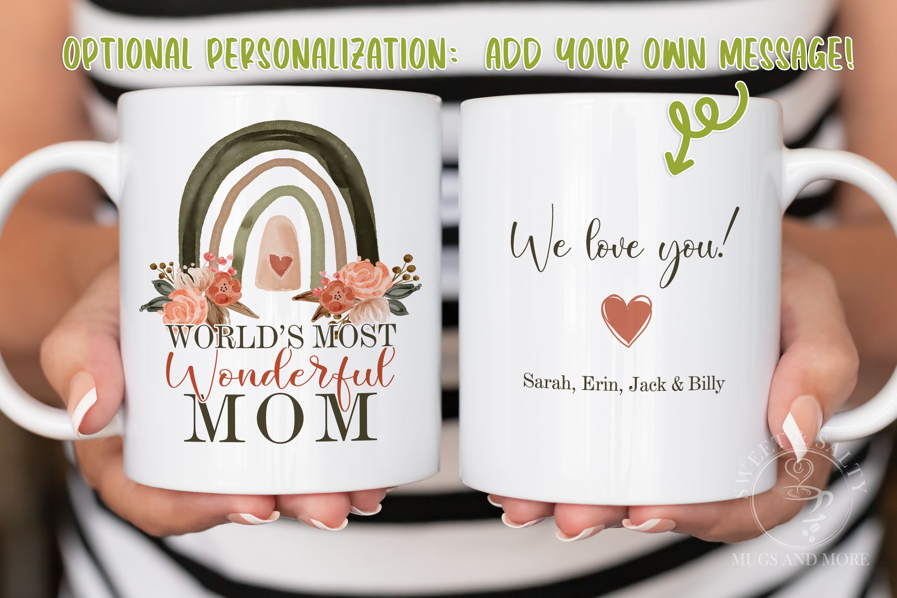 Cute Mom Coffee Mug, World's Most Wonderful Mom Rainbow Mug