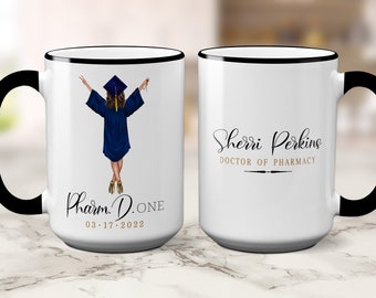 Custom Pharmacist Graduation Mug for Her with Name, Doctor of Pharmacy Mug, PharmD Graduate School Graduation Gifts, Class of 2024 Gift