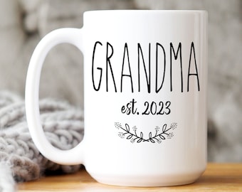 Custom Grandma Mug for First Time Grandma To Be, Pregnancy Announcement Gift Idea for Mothers Day, Promoted to New Grandmother est 2024 2024