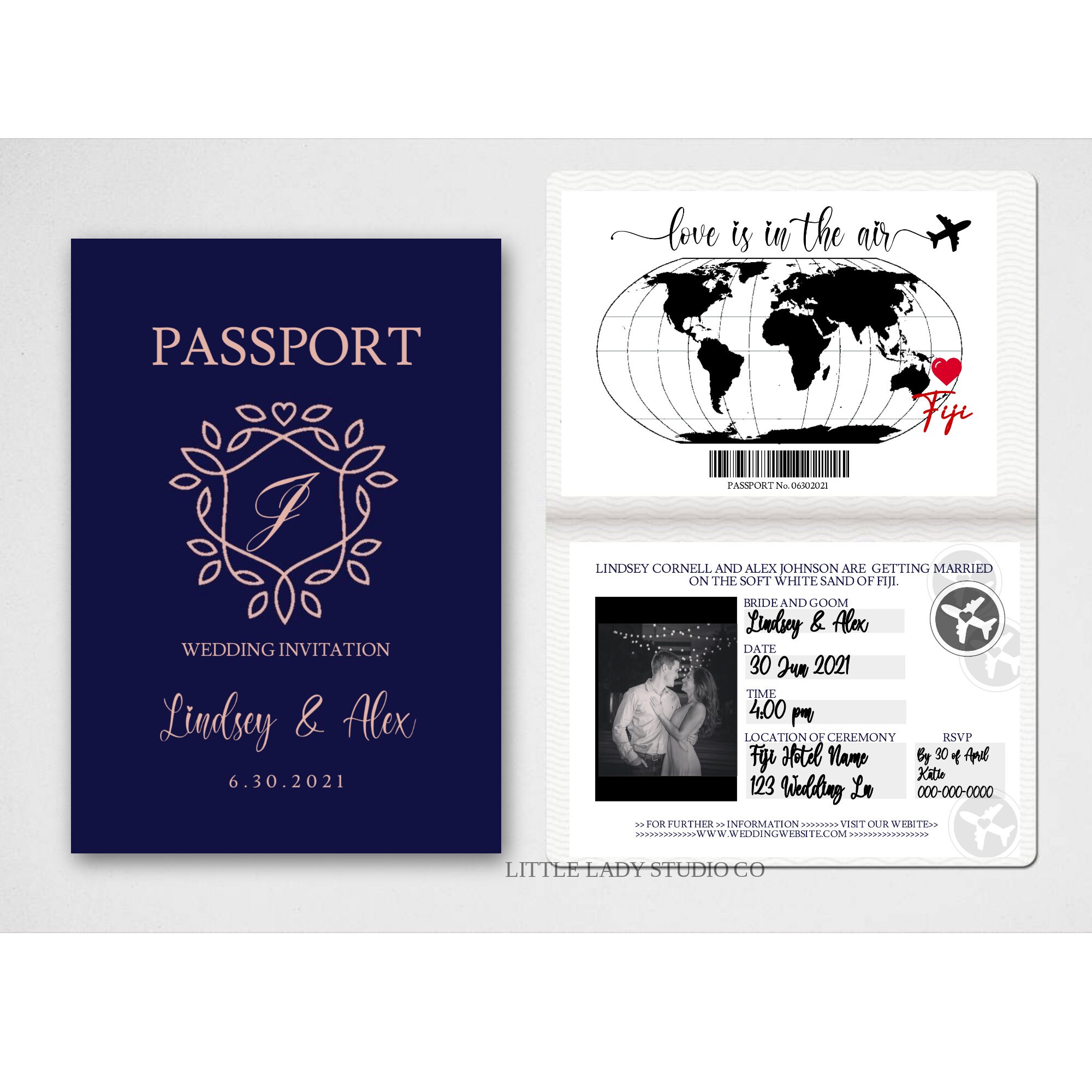 PRINTABLE Passport Wedding Invitations Gold Passport Wedding | Etsy