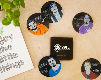 With Vinyl 6-Piece Set Our Casa Coasters For DrinksHome Decor Music Coaster