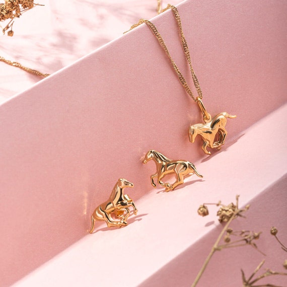 Gold Horse Necklace & Earring Set Gold Horse Necklace & Earring Set