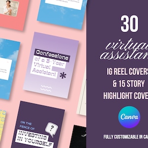 Groovy 70s Virtual Assistant Instagram Reel Covers & Story Highlight Covers | Marketing Templates | IG Reels | VA | Gradient Theme
